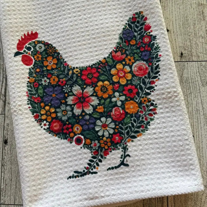 Vintage Chicken Waffle Weave Dish Towel