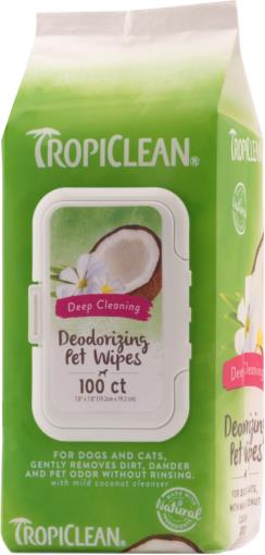 TROPICLEAN DEEP CLEANING WIPES 100CT