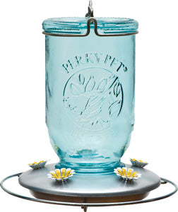 Glass Mason Jar Hummingbird Feeder
