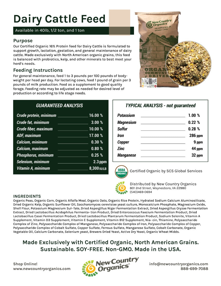 40lb New Country Dairy Cattle Feed
