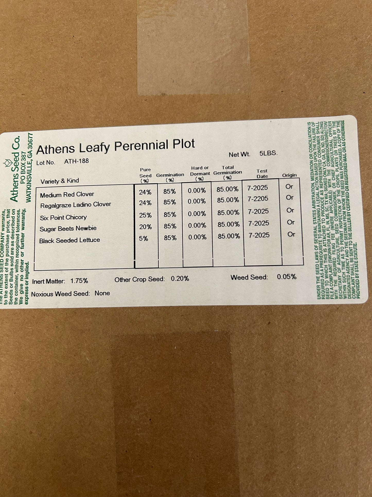 Athen's Leafy Perennial Mix 5lb