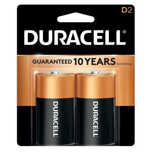 2 PK DURACELL D BATTERIES