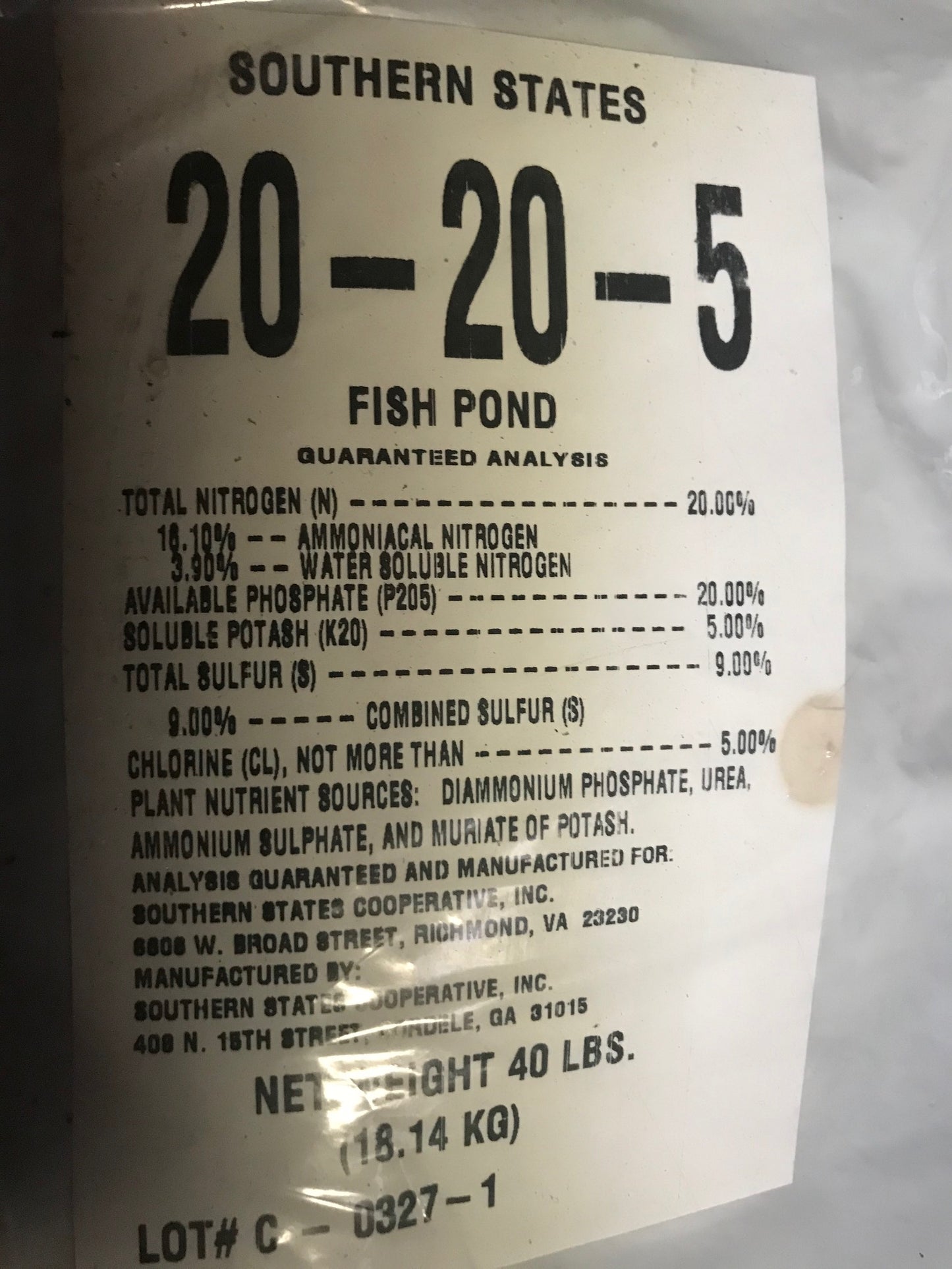 40 lb. 20-20-5 POND FERTILIZER