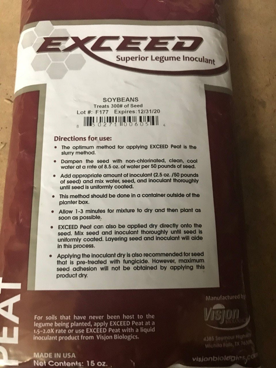 SOYBEAN INNOCULANT TREATS 300 LBS SOYBEAN SEEDS