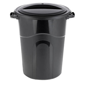 32 Gallon Plastic Trash Can w/ Click Lock Lid- Black
