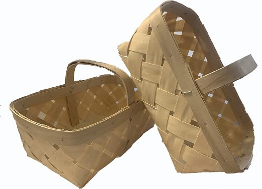WOODEN RECTANGLE BASKET WITH HANDLE