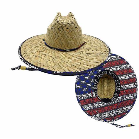 JAFARI USA SKULL LIFEGUARD STRAW HAT
