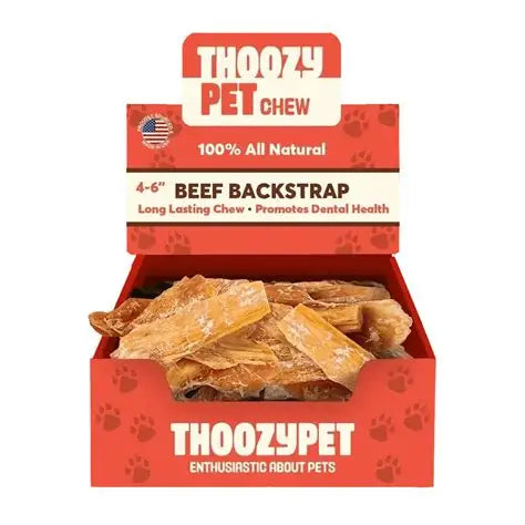 ThoozyPet USA-Sourced Beef Backstrap Dog Chews 4-6″