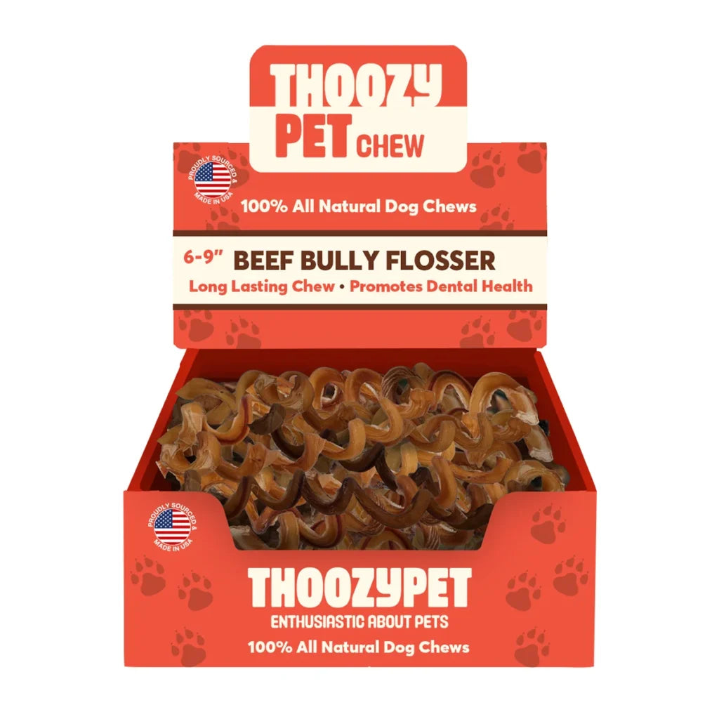 ThoozyPet USA-Sourced Beef Bully Flosser Dog Chews 6-9″