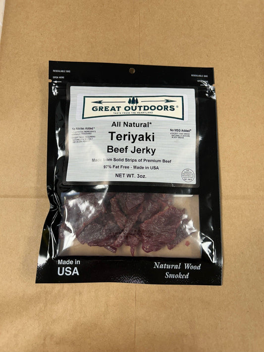 GREAT OUTDOORS TERIYAKI BEEF JERKY 3OZ