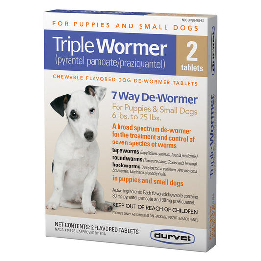 2pk Triple Wormer Chewables for Dogs 6-25lbs
