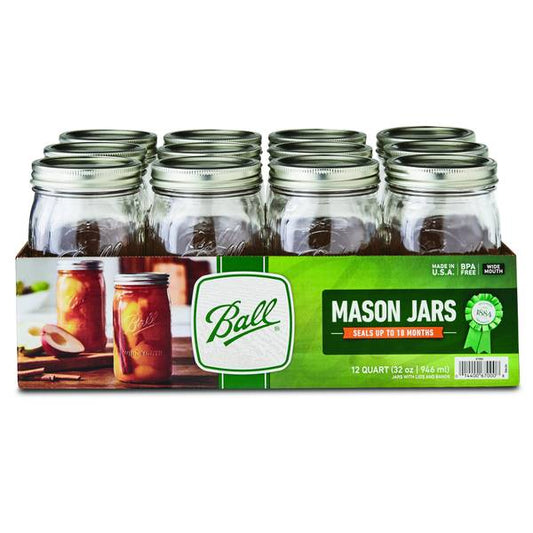 12/WIDE MOUTH QUART JARS